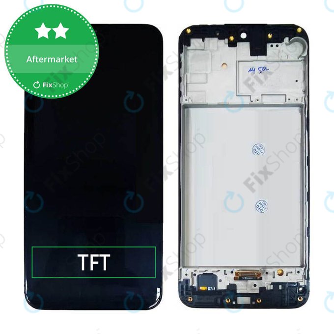 Schermo per Samsung M21 M215F, Black, Vetro touch con cornice