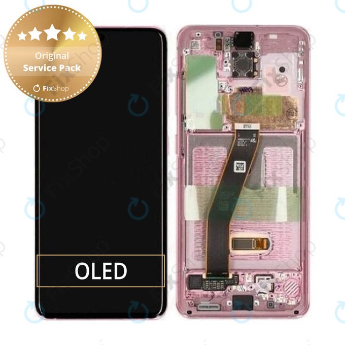 Schermo per Samsung S20 G980F, Cloud Pink, Vetro touch con cornice, GH82-22123C, GH82-22131C, GH82-31432C, GH82-31433C, Genuine Service Pack