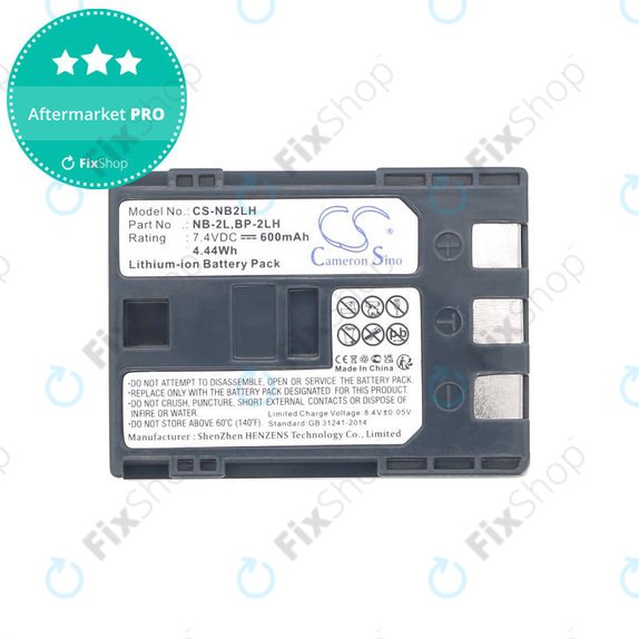 Batteria per Canon EOS 350D, 400D, PowerShot S30, S60, S80, NB-2LH, Li-Ion, 600mAh, 7.4V, HQ