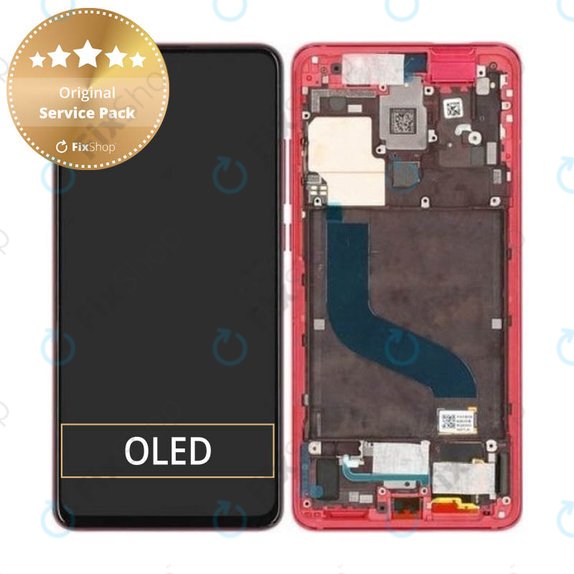 Schermo per Xiaomi Mi 9T, Mi 9T Pro, Red Flame, Vetro touch con cornice, 560910014033, 560910013033, Genuine Service Pack