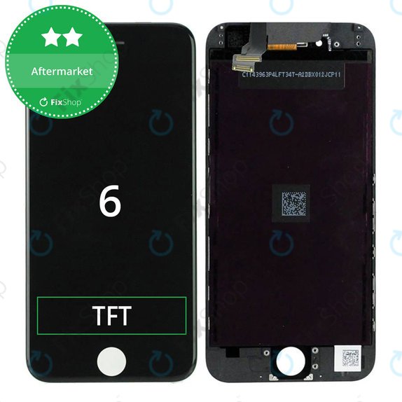 Schermo per iPhone 6, Black, Vetro touch con cornice