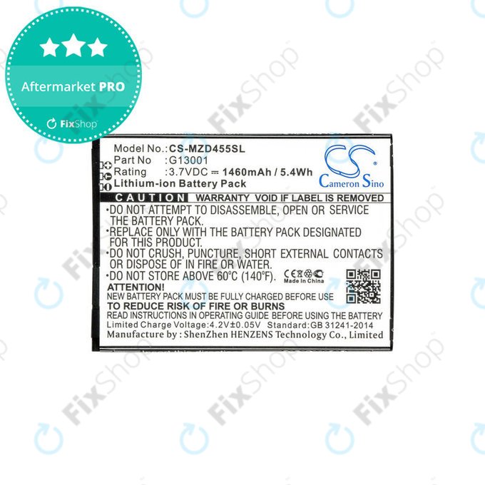 Batteria per Navon Mizu D455, G13001, Li-Ion, 3.7V, 1460mAh, HQ