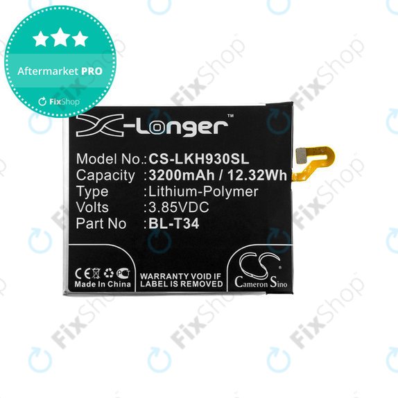 Batteria per LG H930, V30, V35, BL-T34, Li-Pol, 3.85V, 3200mAh, HQ