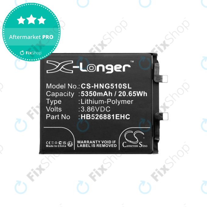 Batteria per Honor Magic 5 Pro, HB526881EHC, Li-Pol, 3.86V, 5350mAh, HQ