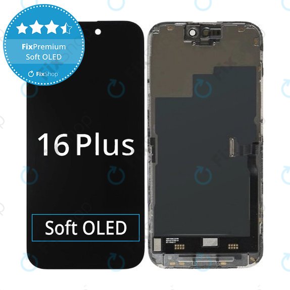 Schermo Soft OLED per iPhone 16 Plus, Vetro touch con cornice, DIAGNOSTIC