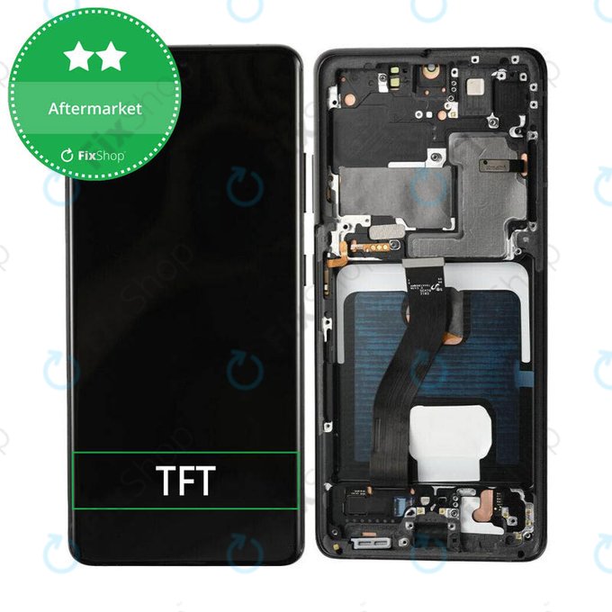 Schermo per Samsung S21 Ultra G998B, Phantom Black, Vetro touch con cornice