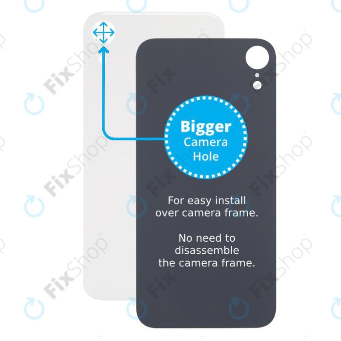 Vetro scocca posteriore con fGold fotocamera più grande per iPhone XR, White