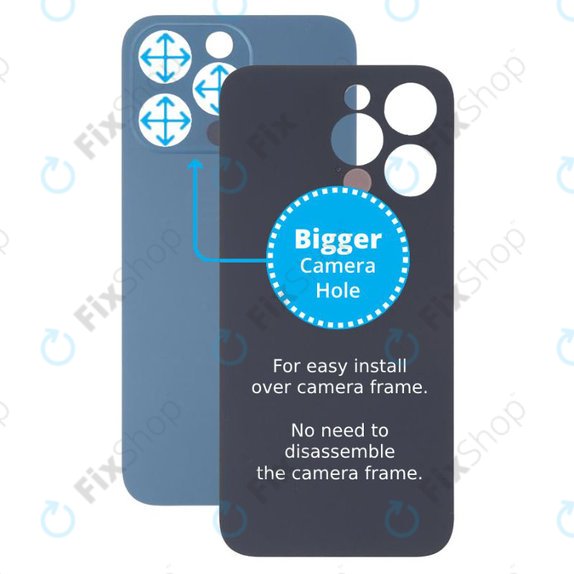 Vetro scocca posteriore con fGold fotocamera più grande per iPhone 13 Pro, Blue