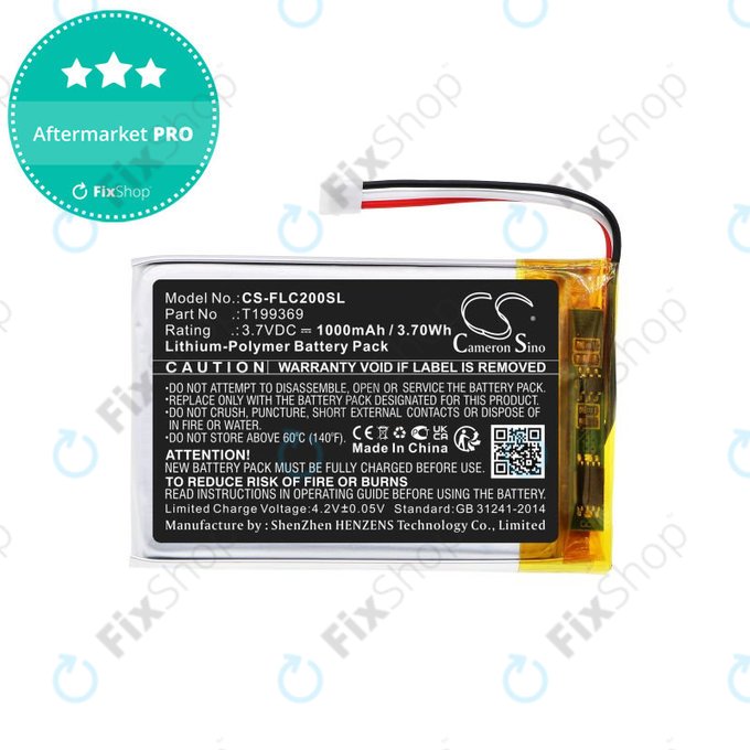 Batteria per FLIR C2, C3, T199369, Li-Pol, 1000mAh, 3.7V, HQ