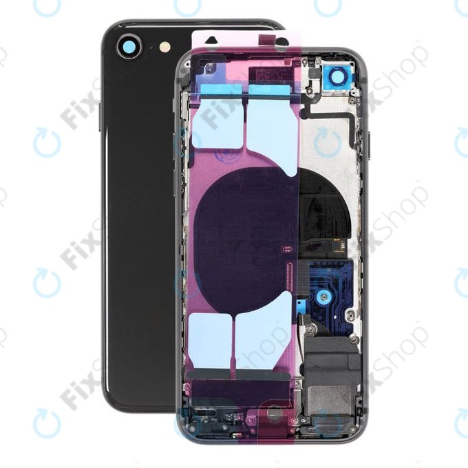 Scocca posteriore con piccoli componenti per iPhone SE 2020, Black