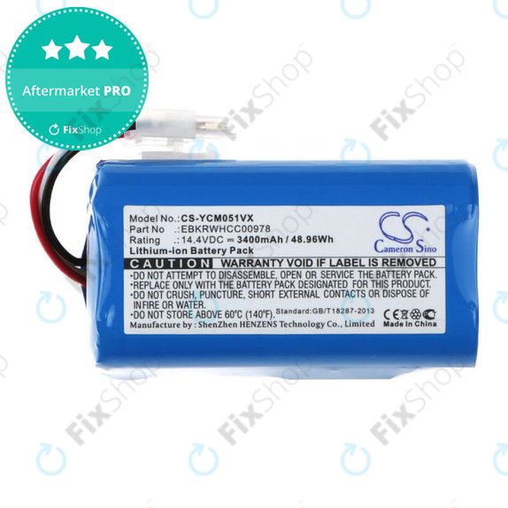 Batteria per iClebo ARTE YCR-M05, EBKRBKDL001039, Li-Ion, 3400mAh, 14.4V, HQ