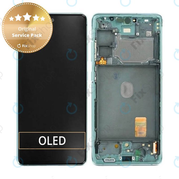 Schermo per Samsung S20 FE G780F, Cloud Mint, Vetro touch con cornice, GH82-24220D, GH82-31328D, GH82-31329D, GH82-24219D, Genuine Service Pack
