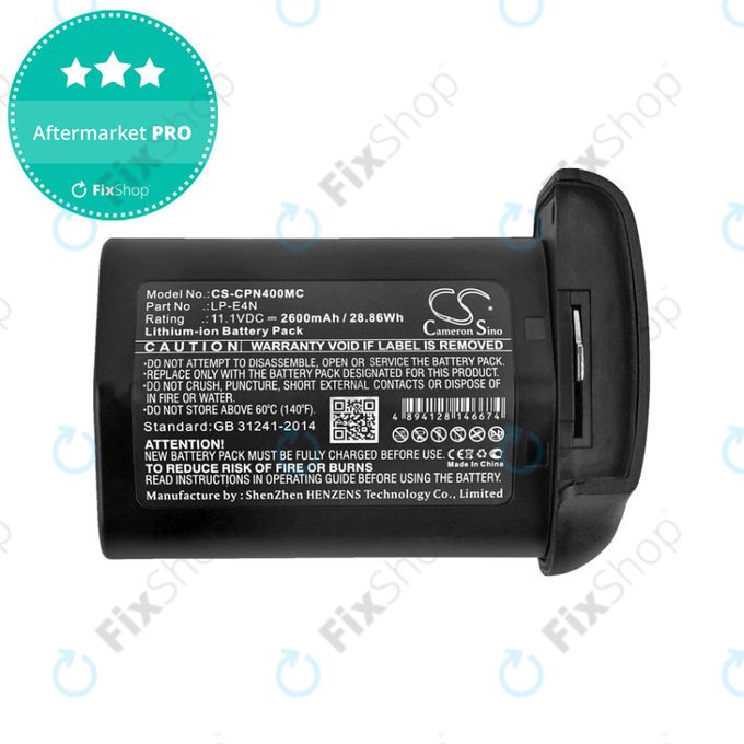 Batteria per Canon 1D Mark 3, EOS-1D MarkIII, Mr-14ex, LP-E4N, Li-Ion, 2600mAh, 11.1V, HQ