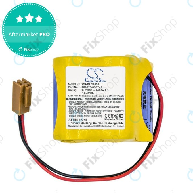 Batteria per Fanuc 18-T Series Programmable Logic, Li-MnO2, BR-2/3AGCT4A, 2400mAh, 6V, HQ