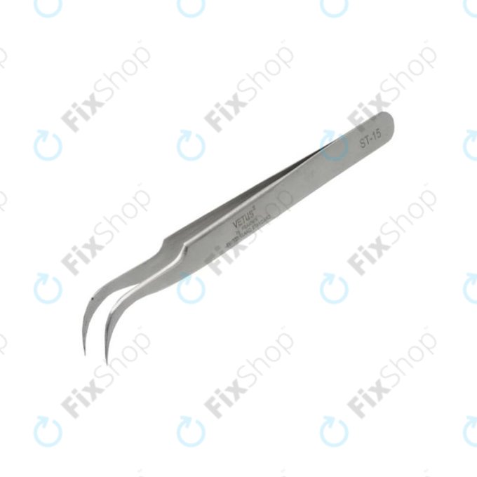 Pinzetta metallica professionale con punta curva 120 mm, Vetus ST-15