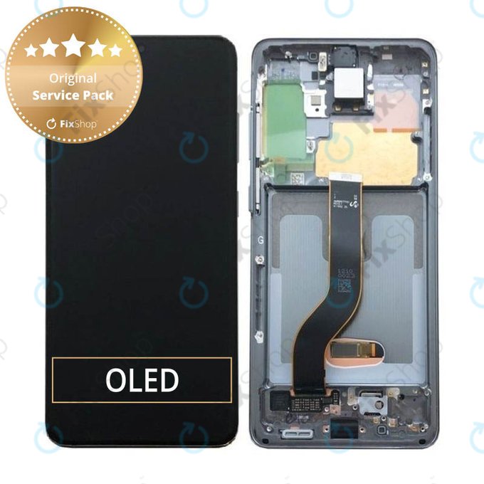Schermo per Samsung S20 G980F, Cosmic Gray, Vetro touch con cornice, GH82-22131A, GH82-22123A, GH82-31433A, GH82-31432A, Genuine Service Pack