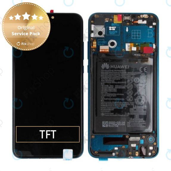 Schermo per Huawei Honor 9X Lite, Vetro touch con cornice, batteria, Emerald Green, 02353QJT, Genuine Service Pack
