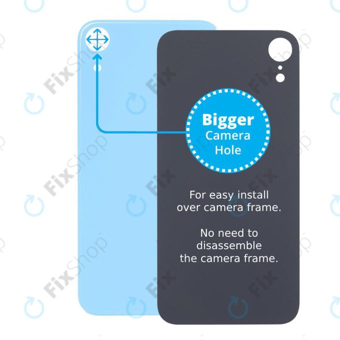 Vetro scocca posteriore con fGold fotocamera più grande per iPhone XR, Blue