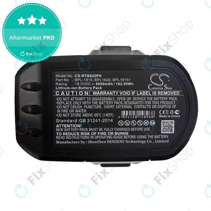 Batteria per Ryobi BID1821, CCC, CTR-180l, P200, P600, P730, BPL-1815, Li-Ion, 9000mAh, 18V, HQ