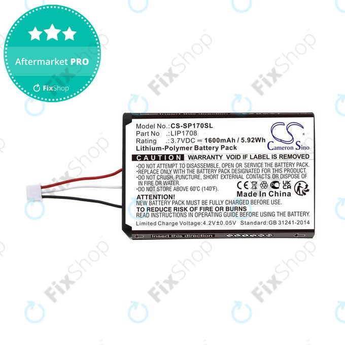 Batteria per Sony PS5 DualSense, LIP1708, Li-Pol, 1600mAh, 3.7V, HQ