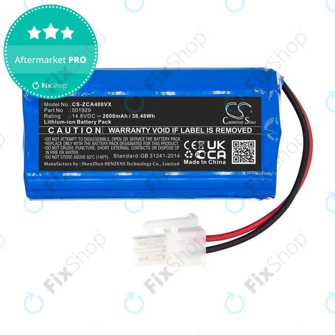 Batteria per Concept VR2000, Zaco A4s A6 A8s A9s 501929, Li-Ion, 2600mAh, 14.8V, HQ