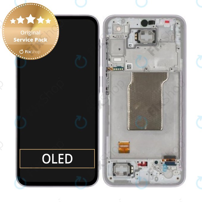 Schermo per Samsung A35 A356B, Awesome Lilac, Vetro touch con cornice, GH82-34221C, Genuine Service Pack
