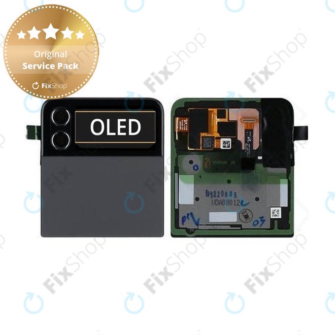 Schermo per Samsung Z Flip 4 F721B, Graphite, Vetro touch con cornice, External, GH97-27947A, Genuine Service Pack