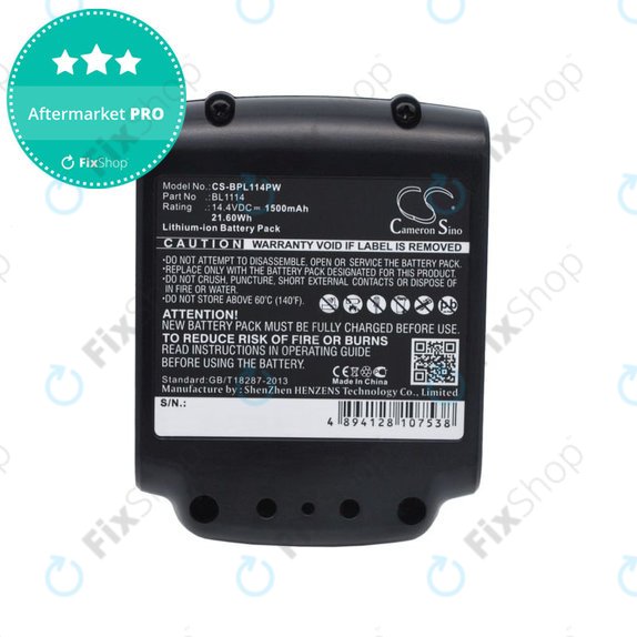 Batteria per Black & Decker ASL146BT12A, LBXR16, SSL20SB, BL1114, Li-Ion, 1500mAh, 14.4V, HQ
