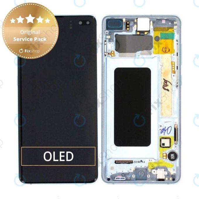 Schermo per Samsung S10 Plus G975F, Prism Blue, Vetro touch con cornice, GH82-18849C, GH82-18834C, Genuine Service Pack