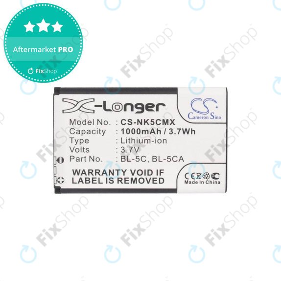 Batteria per Nokia 1000, 2000, 3000, 6000, 7000, C, N, X-series, Asha 230, MD-12, BL-5C, BL-5CA, 1000mAh, HQ