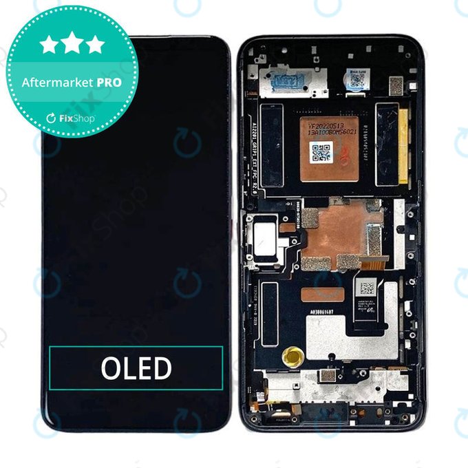 Schermo OLED per Asus ROG Phone 6 AI2201_C, 6 Pro AI2201_D, Phantom Black, Vetro touch con cornice