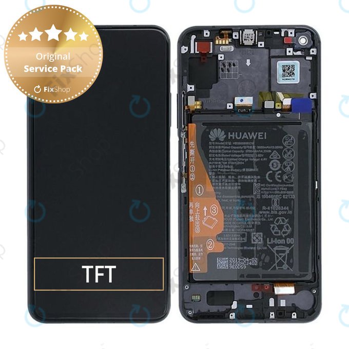 Schermo per Huawei Honor 20, Nova 5T, Vetro touch con cornice, batteria, Black, 02352TMU, Genuine Service Pack