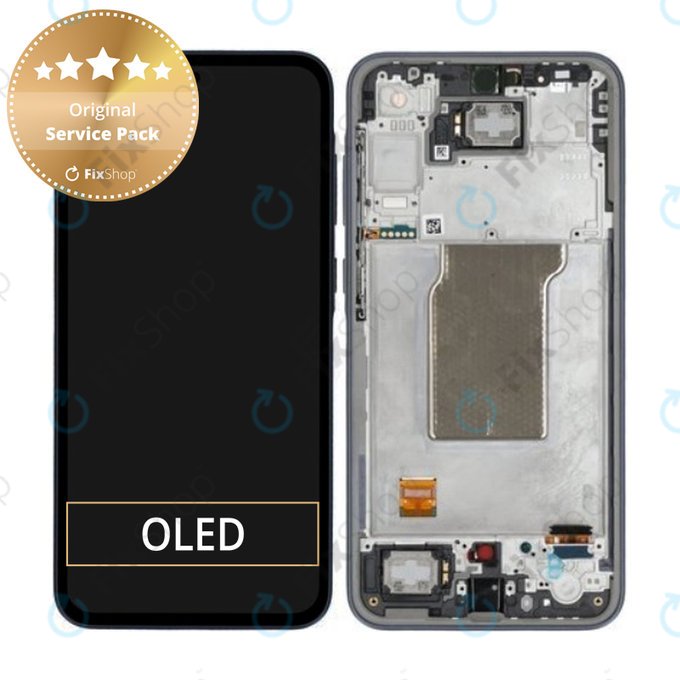 Schermo per Samsung A35 A356B, Awesome Navy, Vetro touch con cornice, GH82-34223A, Genuine Service Pack