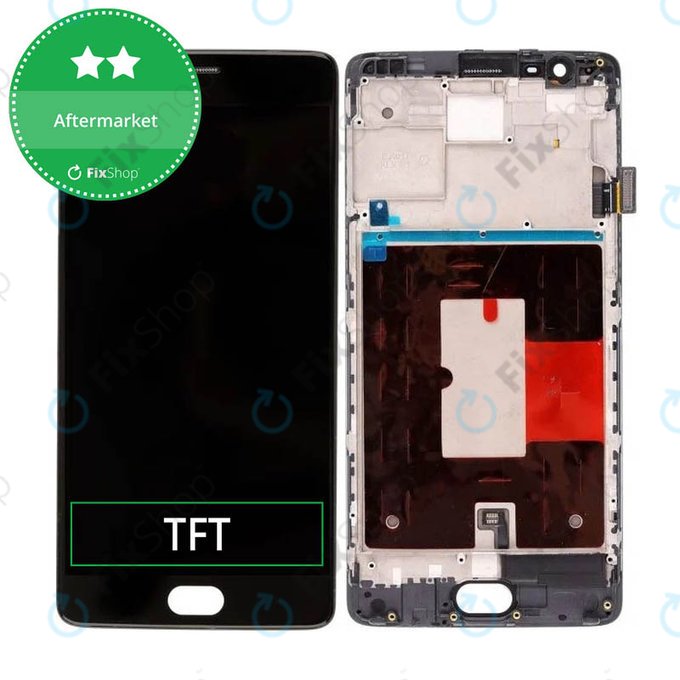 Schermo per OnePlus 3, 3T, Black, Vetro touch con cornice