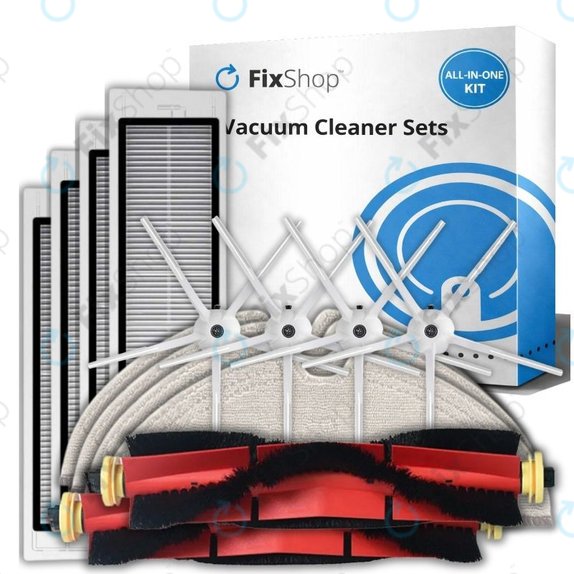 Set di ricambio per Xiaomi Roborock S5 Max, S6, S6 MaxV, S6 Pure, Xiaowa E3 (2x spazzole principali, 4x filtri, 4x spazzole laterali - Bianco, 4x panni mop)