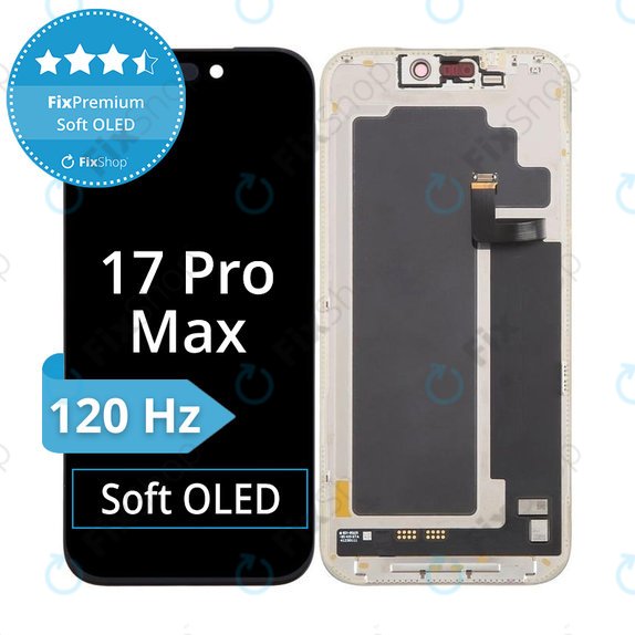 Schermo Soft OLED 120Hz per iPhone 17 Pro Max, Vetro touch con cornice, FixPremium