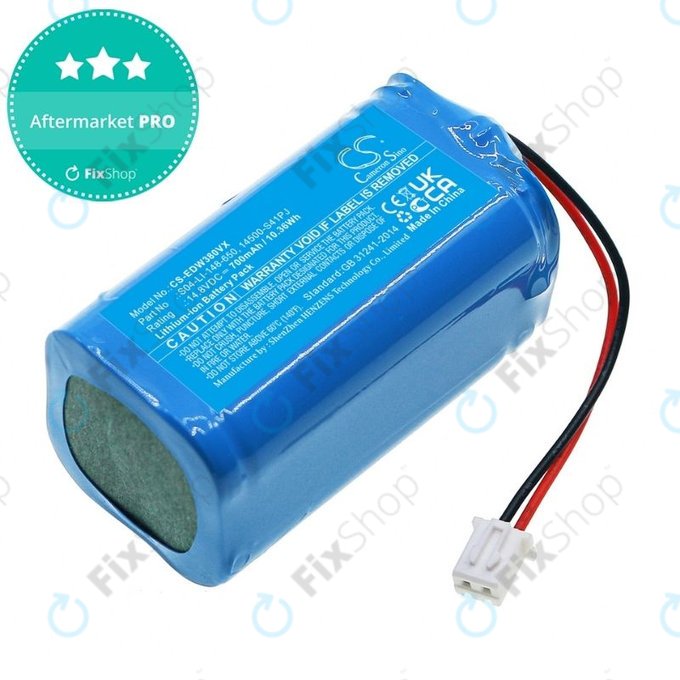 Batteria per Ecovacs Winbot W-seriess, S04-LI-148-650, 14500-S41PJ, Li-Ion, 700mAh, 14.8V, HQ