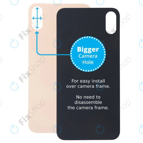 Vetro scocca posteriore con fGold fotocamera più grande per iPhone XS Max, Gold