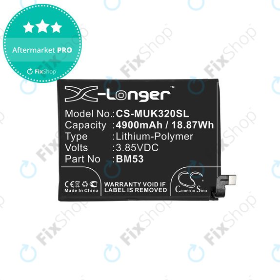 Batteria per Xiaomi Mi 10T 5G M2007J3SY, 4900mAh, Li-Pol, 3.85 V, BM53, HQ