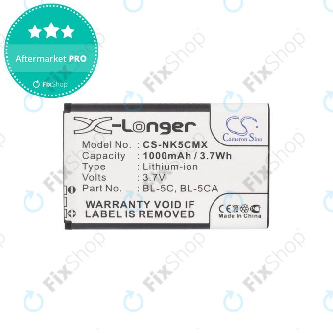 Batteria per Nokia 1000, 2000, 3000, 6000, 7000, C, N, X-series, Asha 230, MD-12, BL-5C, BL-5CA, 1000mAh, HQ
