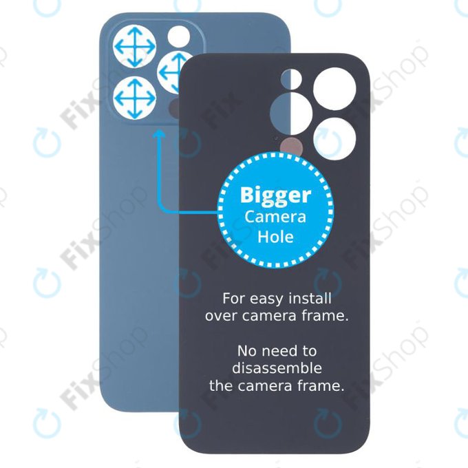 Vetro scocca posteriore con fGold fotocamera più grande per iPhone 13 Pro, Blue