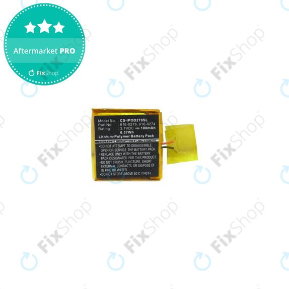 Batteria per iPod Shuffle (2nd Gen, 3rd Gen), 100mAh, 616-0274, HQ