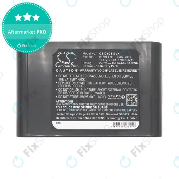 Batteria per Dyson DC31, DC34 DC35 DC44 17083-2811, Li-Ion, 1500mAh, 22.2V, HQ
