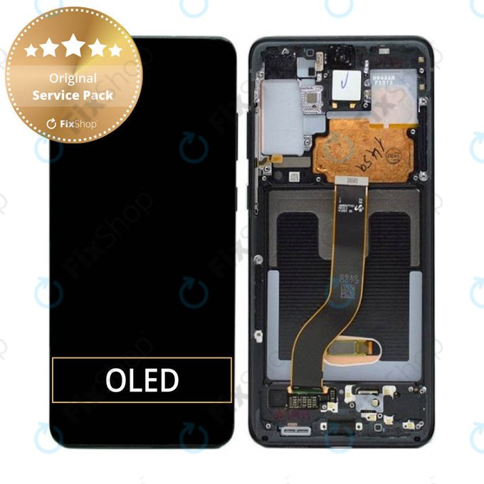 Schermo per Samsung S20 Plus G985F, Cosmic Black, Vetro touch con cornice, GH82-22134A, GH82-22145A, GH82-31441A, Genuine Service Pack