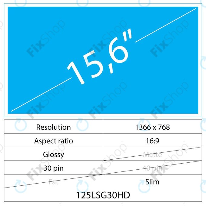 15.6" LCD Slim Glossy 30 pin Full HD No brackets