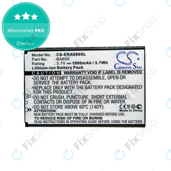 Batteria per Sony Ericsson Kumquat, ST25, ST25i, Xperia U, BA600, Li-Ion, 3.7V, 1000mAh, HQ