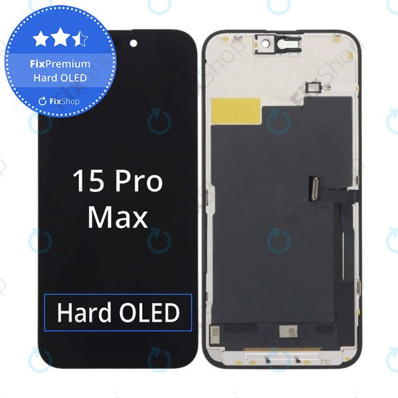Schermo Hard OLED per iPhone 15 Pro Max, Vetro touch con cornice, FixPremium