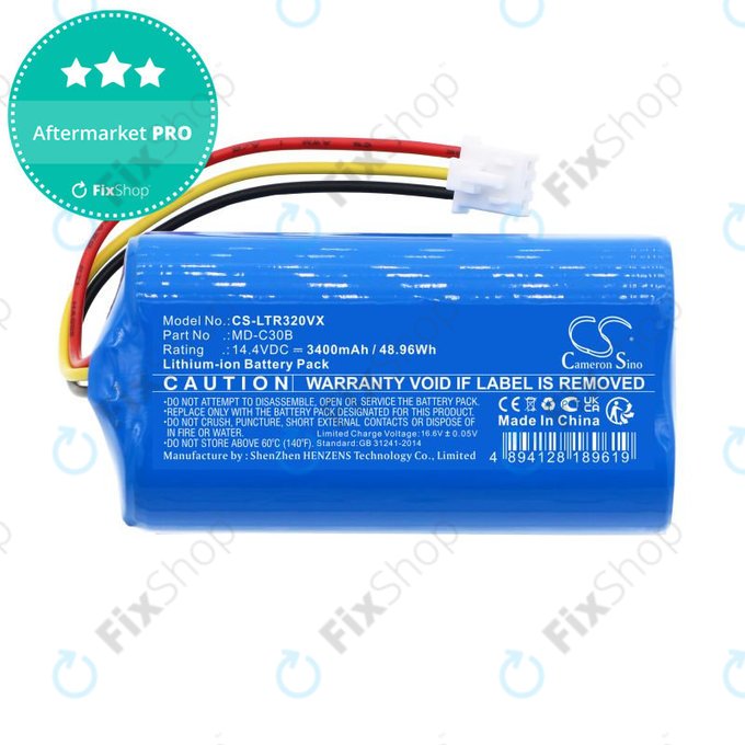 Batteria per Blaupunkt BlueBot XSMART, BPK-VCBB1XB Xboost D071-INR-CH-4S1P, Li-Ion, 3400mAh, 14.4V, HQ