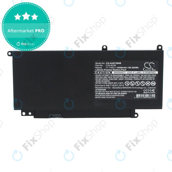 Batteria per Asus N750, R750, C32-N750, Li-Pol, 6250mAh, 11.1V, HQ