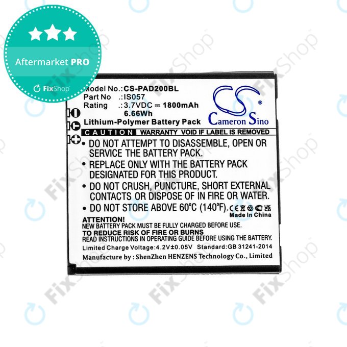 Batteria per Pax myPOS D200, D200T, IS275, D200, IS057, Li-Pol, 1800mAh, 3.7V, HQ